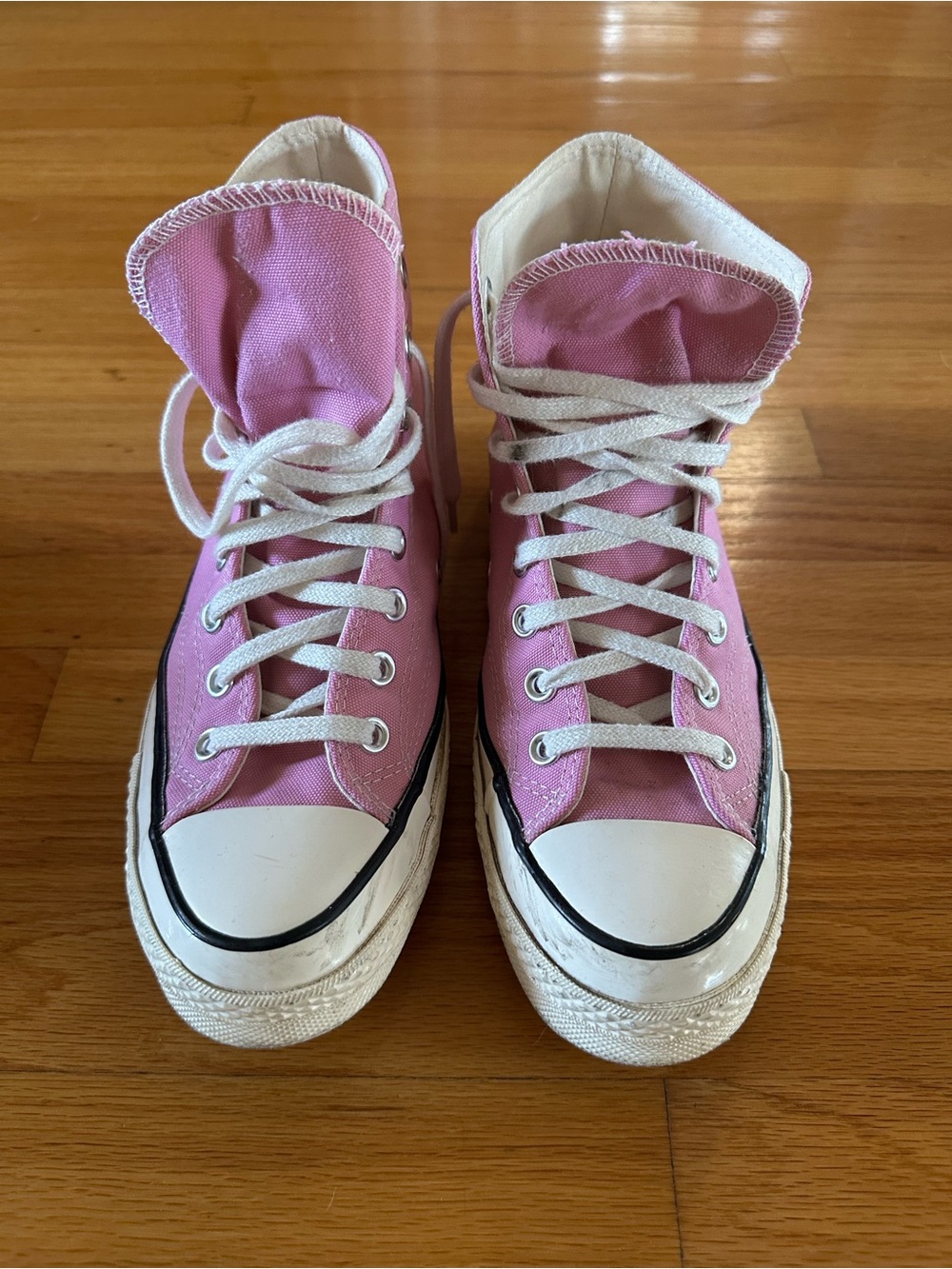 Pink High-Top Canvas Lace-Up Sneakers